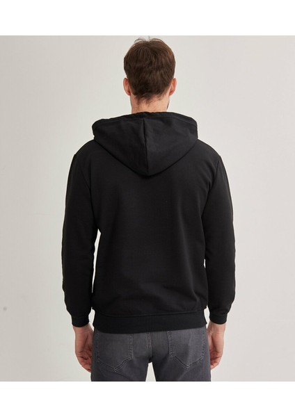 Çetinkaya Mentality Rahat Kalıp Erkek Siyah Kapüşonlu Sweatshirt