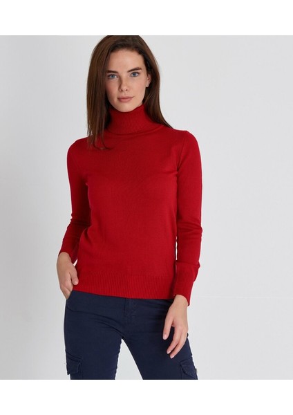 Çetinkaya Miyamira Kadın Balıkçı Yaka Kırmızı Kazak fiyatları