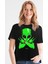 Uzaylı Rocker Siyah Kısa Kollu Kadın T-Shirt 1