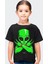 Uzaylı Rocker Siyah Kısa Kollu Kız Erkek Çocuk T-Shirt 1