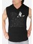 Süpürgeli Astronot Siyah Kapşonlu Kolsuz T-Shirt 1