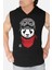 Bandanalı Panda Siyah Kapşonlu Kolsuz T-Shirt 1