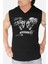 Melek Şeytan Siyah Kapşonlu Kolsuz T-Shirt 1