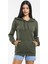 Kadın Kalın Kapüşonlu Kanguru Cepli Sweatshirt 4