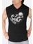 Futbolcu Astronot Siyah Kapşonlu Kolsuz T-Shirt 1