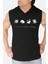Panda Taklası Siyah Kapşonlu Kolsuz T-Shirt 1