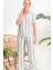 718 Lines Krem Düğmeli Kadın Gömlek Pijama Takımı 1