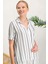 718 Lines Krem Düğmeli Kadın Gömlek Pijama Takımı 2