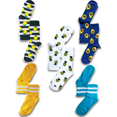 Hi-socks Renkli Desenli 5'li Çorap Seti Hi-socks Renkli Desenli 5'li Çorap Seti