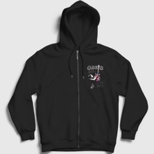 Presmono Unisex Siyah Guitar Oasis Fermuarlı Kapüşonlu Sweatshirt