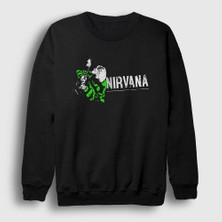 Presmono Unisex Siyah Kurt Cobain Nirvana Sweatshirt