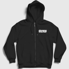 Presmono Unisex Siyah Logo Kreator Fermuarlı Kapüşonlu Sweatshirt