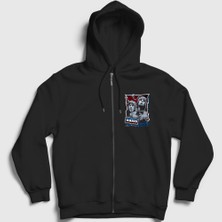 Presmono Unisex Siyah Oasis Fermuarlı Kapüşonlu Sweatshirt
