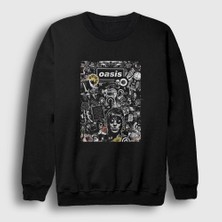 Presmono Unisex Siyah Poster Oasis Sweatshirt