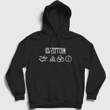 Presmono Unisex Siyah Symbols Led Zeppelin Kapüşonlu Sweatshirt