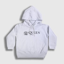 Presmono Unisex Çocuk Beyaz Queen Kapüşonlu Sweatshirt