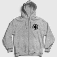 Presmono Unisex Gri Logo V3 Red Hot Chili Peppers Fermuarlı Kapüşonlu Sweatshirt