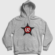Presmono Unisex Gri Star U2 Kapüşonlu Sweatshirt