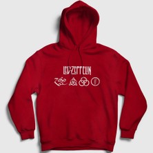 Presmono Unisex Kırmızı Symbols Led Zeppelin Kapüşonlu Sweatshirt