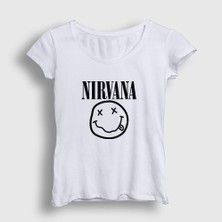 Presmono Kadın Beyaz Logo Nirvana T-Shirt
