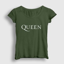 Presmono Kadın Haki Solo Queen T-Shirt