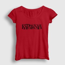 Presmono Kadın Kırmızı Logo Katatonia T-Shirt
