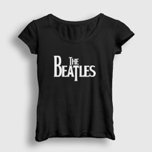 Presmono Kadın Siyah Logo The Beatles T-Shirt