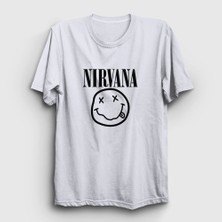Presmono Unisex Beyaz Logo Nirvana T-Shirt