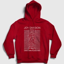 Presmono Unisex Kırmızı Unknown Pleasures Joy Division Kapüşonlu Sweatshirt