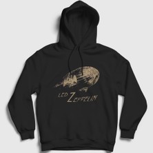 Presmono Unisex Siyah Airship Led Zeppelin Kapüşonlu Sweatshirt