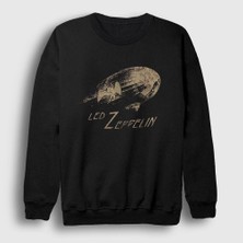 Presmono Unisex Siyah Airship Led Zeppelin Sweatshirt