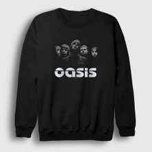 Presmono Unisex Siyah Band Oasis Sweatshirt