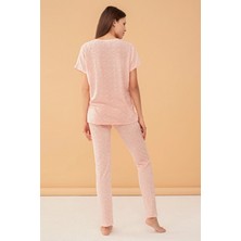 Rapapa Feyza Kadın Çicek Desenli Jakar Kumaşlı Unicon Baskılı Pijama Takımı 4010-