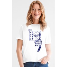 Rock&Roll Naruto Yazılar Beyaz Kısa Kollu Kadın T-Shirt