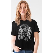 Rock&Roll Yıldız Basketçileri Siyah Kısa Kollu Kadın T-Shirt