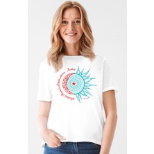 Rock&Roll Türkiye Ay Yıldız Beyaz Kısa Kollu Kadın T-Shirt