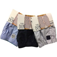 The Don Poplin 3'lü Erkek Boxer Karışık Desenli %100 Pamuklu Rahat Kesim Kumaş Boxer