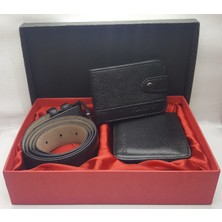 Carlino Kemer Cüzdan Kartlık KLASİK 3lü Hediyelik Set