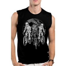 Rock&Roll Yıldız Bisikletçileri Siyah Kesik Kol | Kolsuz Erkek T-Shirt | Atlet