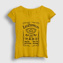 Presmono Kadın Sarı Old Led Zeppelin T-Shirt