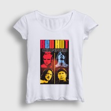 Presmono Kadın Beyaz Band Red Hot Chili Peppers T-Shirt