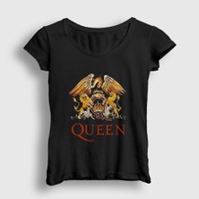 Presmono Kadın Siyah Logo Queen T-Shirt
