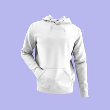 Raf Coll Unisex Beyaz Kapüşonlu Sweatshirt Sırt  Dijital Baskılı