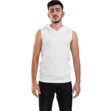 Raf Coll Unisex Basic Kapşonlu Kolsuz Beyaz T-shirt