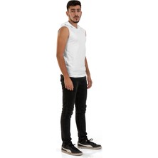 Raf Coll Unisex Basic Kapşonlu Kolsuz Beyaz T-shirt