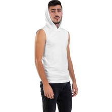 Raf Coll Unisex Basic Kapşonlu Kolsuz Beyaz T-shirt