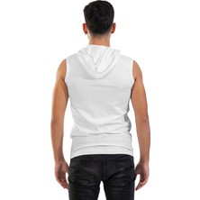 Raf Coll Unisex Basic Kapşonlu Kolsuz Beyaz T-shirt