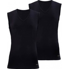 Tender Cotton 2'li V Yaka Siyah Atlet 9677