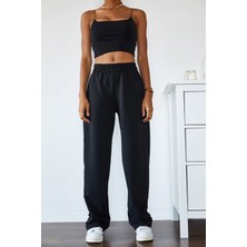 Xhan Siyah Yüksek Bel Oversize & Bol Kesim Eşofman Altı 1KXK8-44698-02