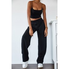 Xhan Siyah Yüksek Bel Oversize & Bol Kesim Eşofman Altı 1KXK8-44698-02